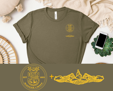 Navy Master Chief Submarine Warfare T-Shirt - Gold Collection